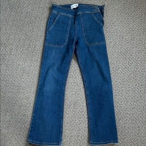 Frame Denim Mid-Blue Straight-Leg Pull-On Jeans